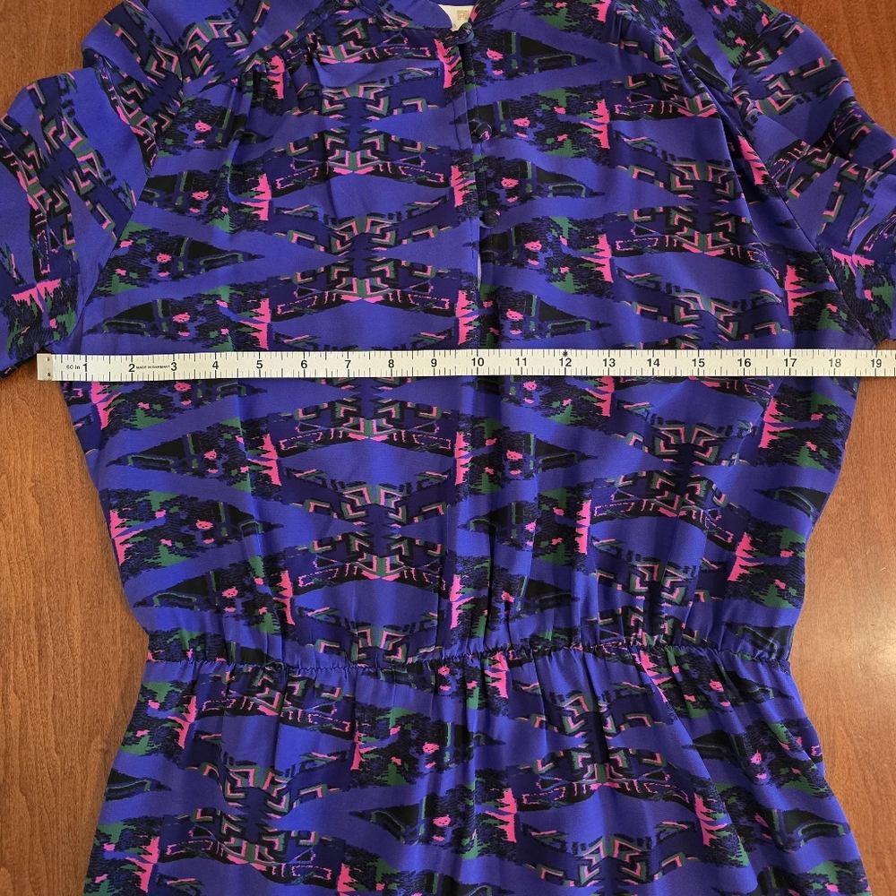 Amanda Uprichard Purple Silk "Aztec" Print Dress - Size Med - Picture 9 of 16